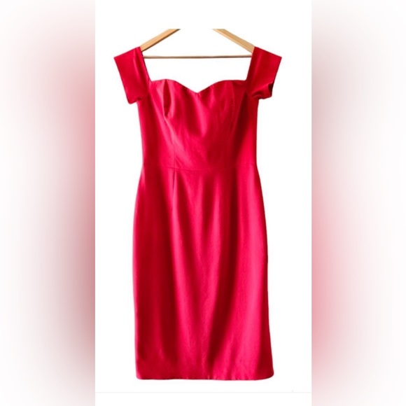 Dress The Population Bailey Form-Fitting Cold-Shoulder Dress Red Size Large. - Picture 6 of 10